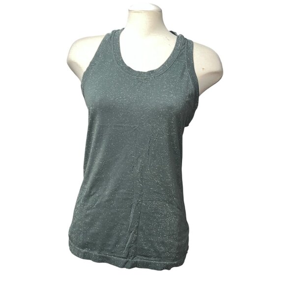 Athleta Racerback Tank Top Sz Medium Sparkly Gray Sleeveless Athletic Shirt Stre - Picture 8 of 8